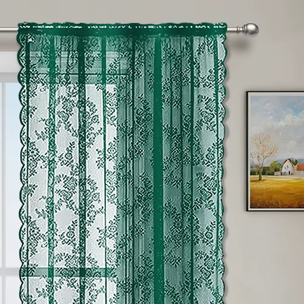 Voilage transparent en dentelle pour l'été, rideau romantique en gaze brodé style français, décorati
