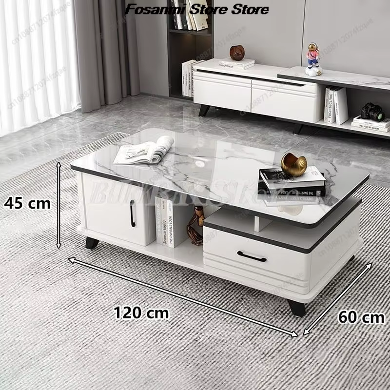 Table basse simple moderne en verre trempé pour la maison, la lumière du salon, la combinaison de me