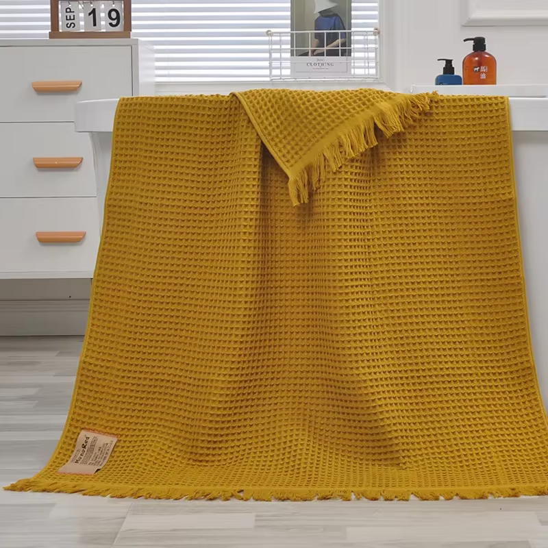HOWomen-Serviette de Bain Gaufrée pour Homme et Femme, Grande Taille média, 90x180 Coton Biologique,