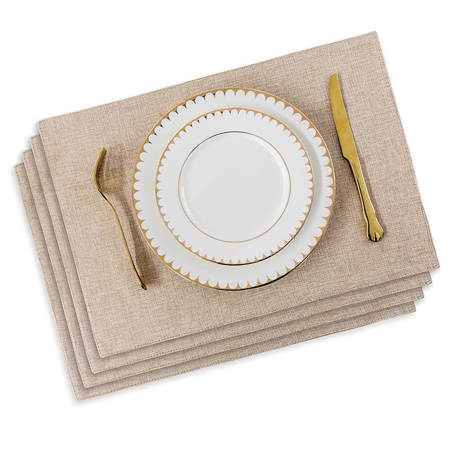 Napperons en lin pour Table à manger, tapis de bol à disque, sous-verres, cuisine, Restaurant, Table