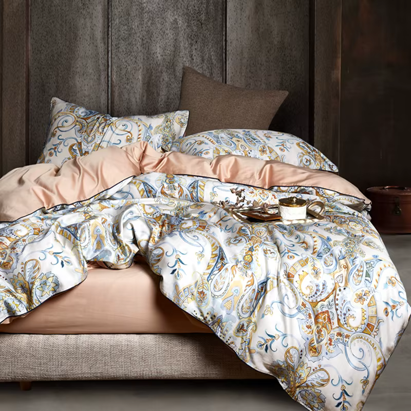 4 pièces 600TC coton égyptien série océan ensembles de literie 4 pièces linge de lit percale housse 