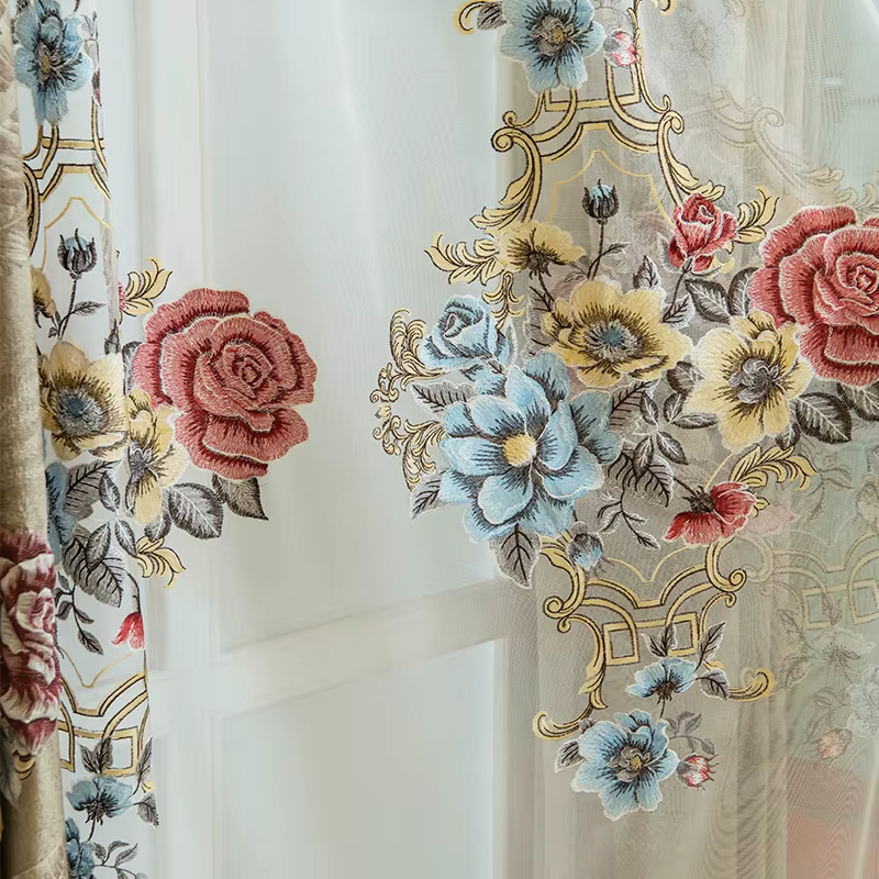 Rideaux de luxe brodés en relief de Style européen, pour salon, chambre à coucher, rideaux occultant