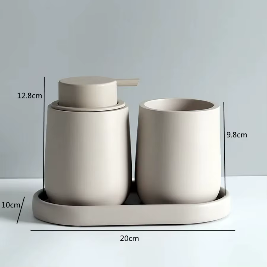 Ensemble d'accessoires de salle de bain en résine : distributeur de lotion, gobelet à bain de bouche