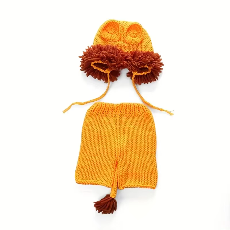 Bébé mignon Lion chapeau nouveau-né photographie accessoires tenue doux tricoté chapeau pantalon Cos