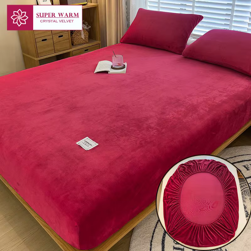 WASART hiver chaud velours polaire drap-housse élastique housse de matelas couple 2 places linge de 