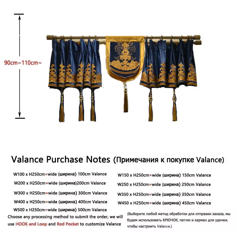 Rideaux occultants européens bleu foncé de luxe, pour salon, chambre à coucher, salle à manger, tail