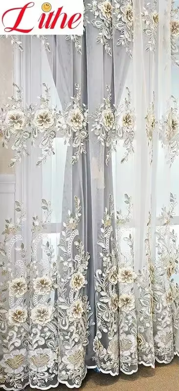 Rideaux demi-ombrage épais de luxe européen, pour salon, chambre à coucher, en Tulle brodé, hôtel, d