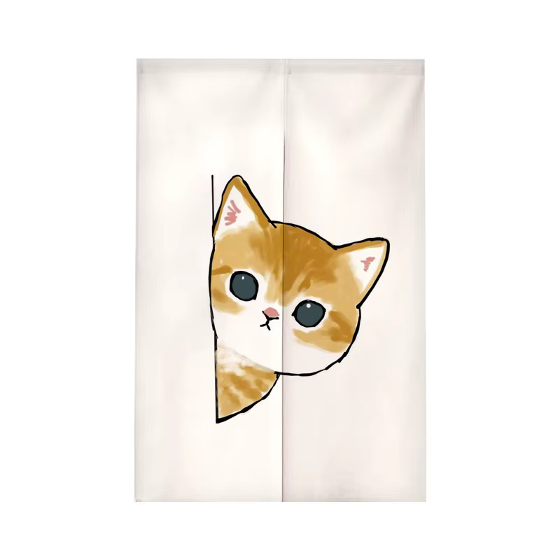 Rideau de vestiaire avec illustration de chat de dessin animé, cloison de confidentialité, rideaux d