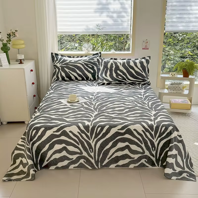 Ensemble de draps avec taies d'oreiller imprimé zèbre noir et blanc, ensemble de literie à motifs d'