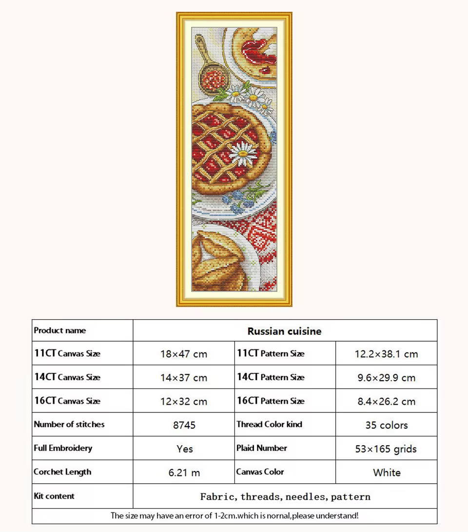 Kit de Broderie Point de Croix Pré-imprimé Série Cuisine, Motifs Comptés, DIY 11CT 14CT 16CT HD, Fil