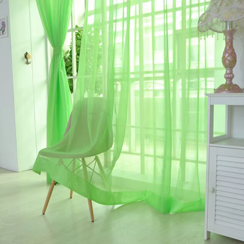 Rideau arc-en-ciel en Tulle de couleur Pure, 1 pièce, avec poche sur tige, pour salon, Voile transpa