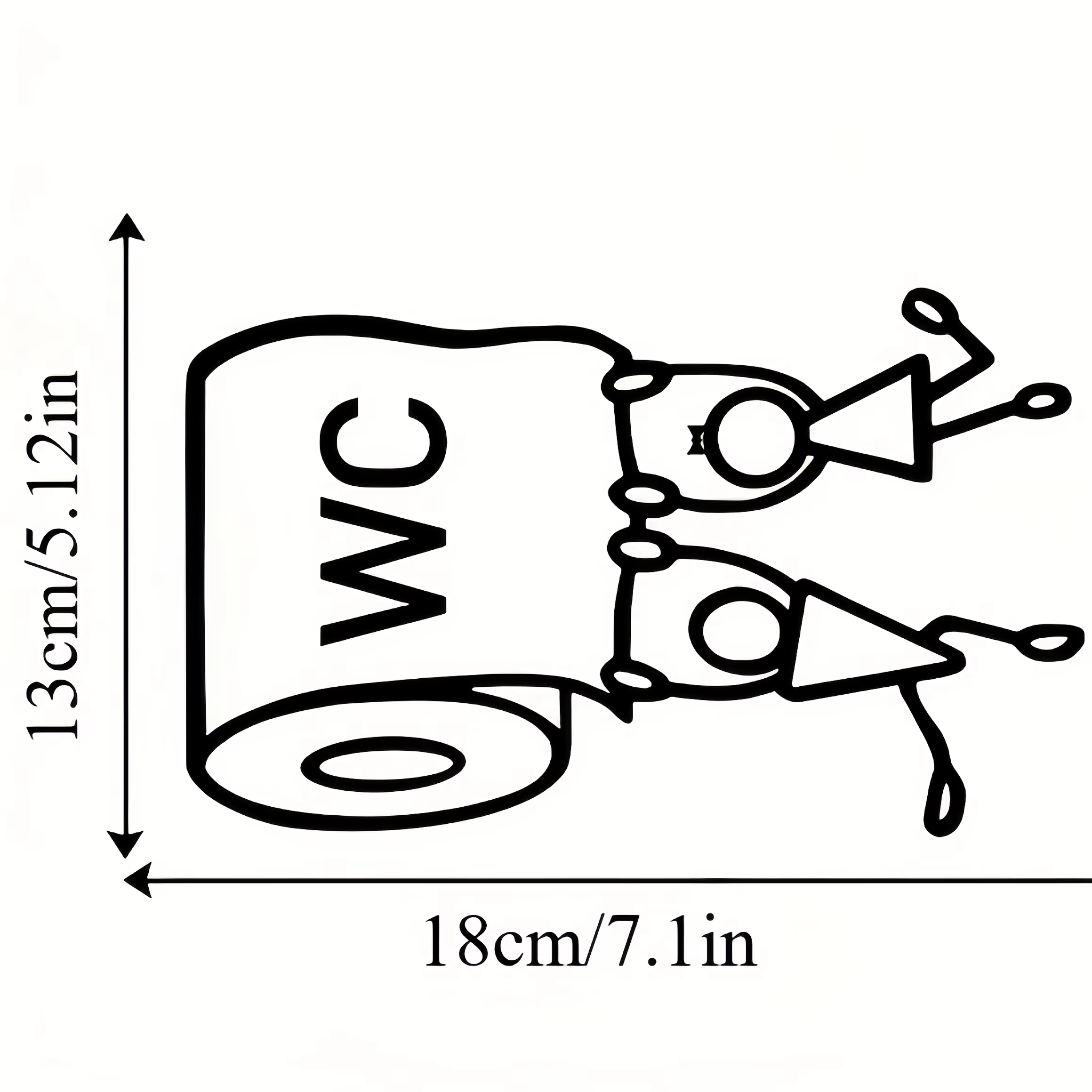 Autocollant en vinyle de dessin animé « WC » - Art mural humoristique pour les toilettes, facile à i