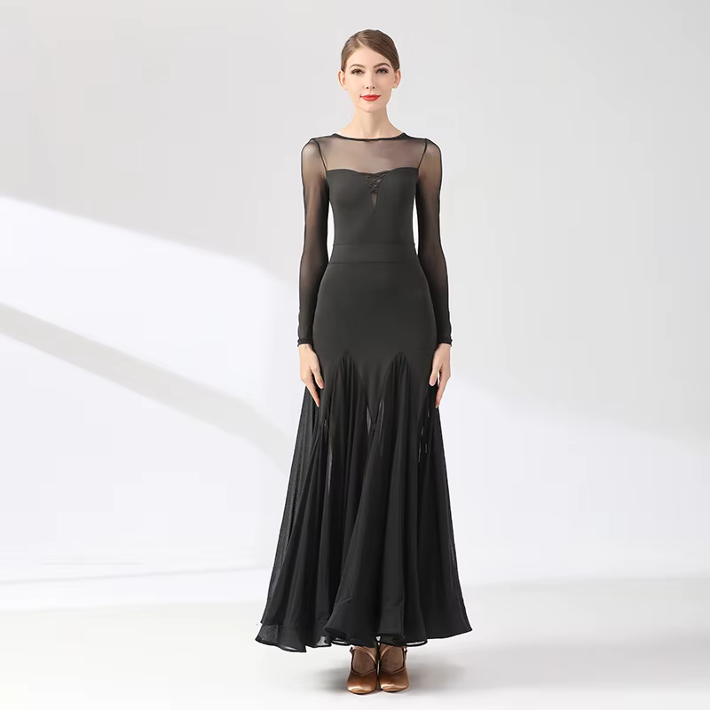 Robes de spectacle de danse de salon pour femmes, vêtements de danse de valse de Style Simple, robe 