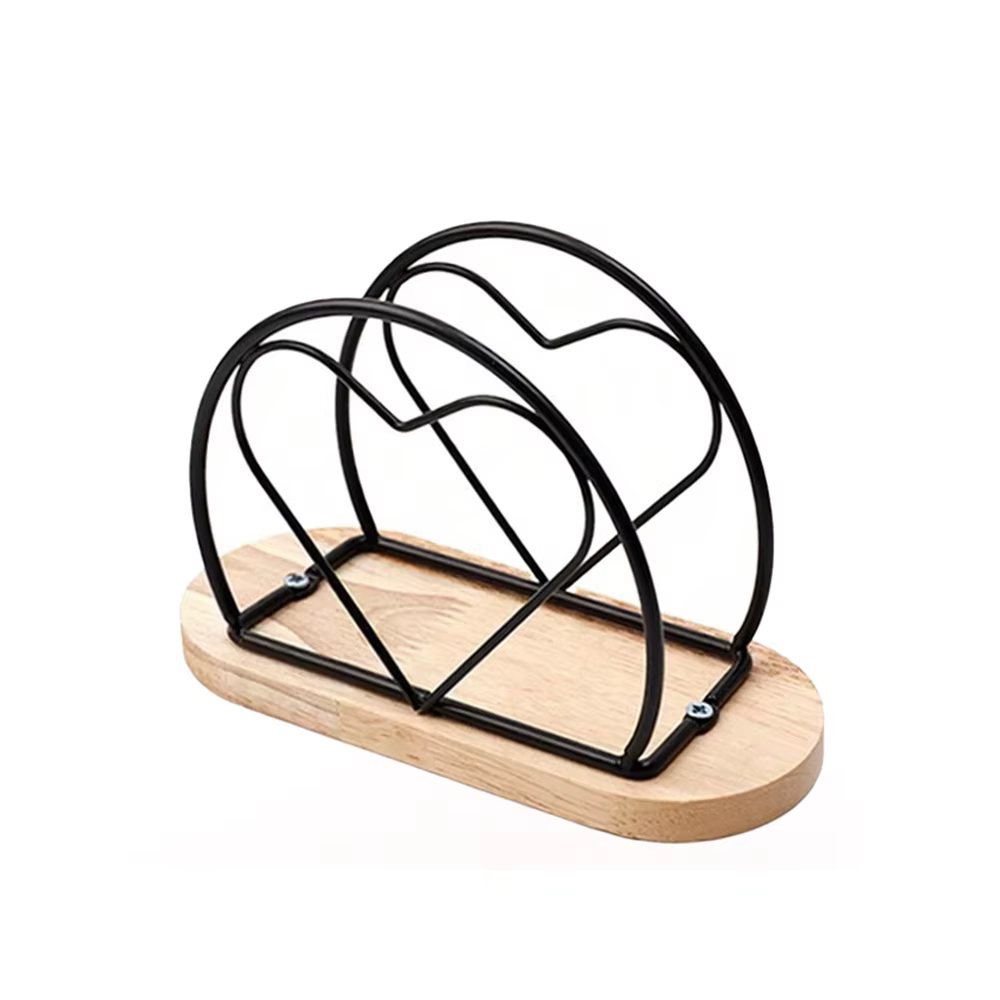 Porte-serviettes avec Base en bois, organisateur de serviettes en métal, distributeur de mouchoirs, 