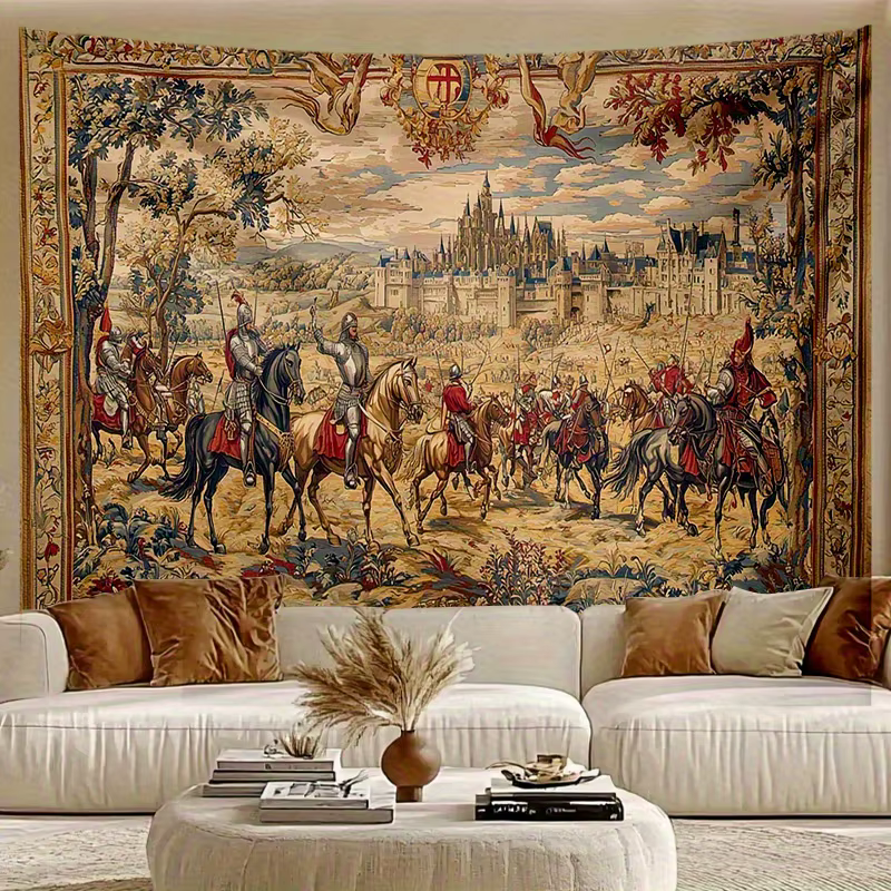 Tapisserie murale VIKAMA Chevalier Médiéval Château Style Palais Classique Européen Rétro pour Décor