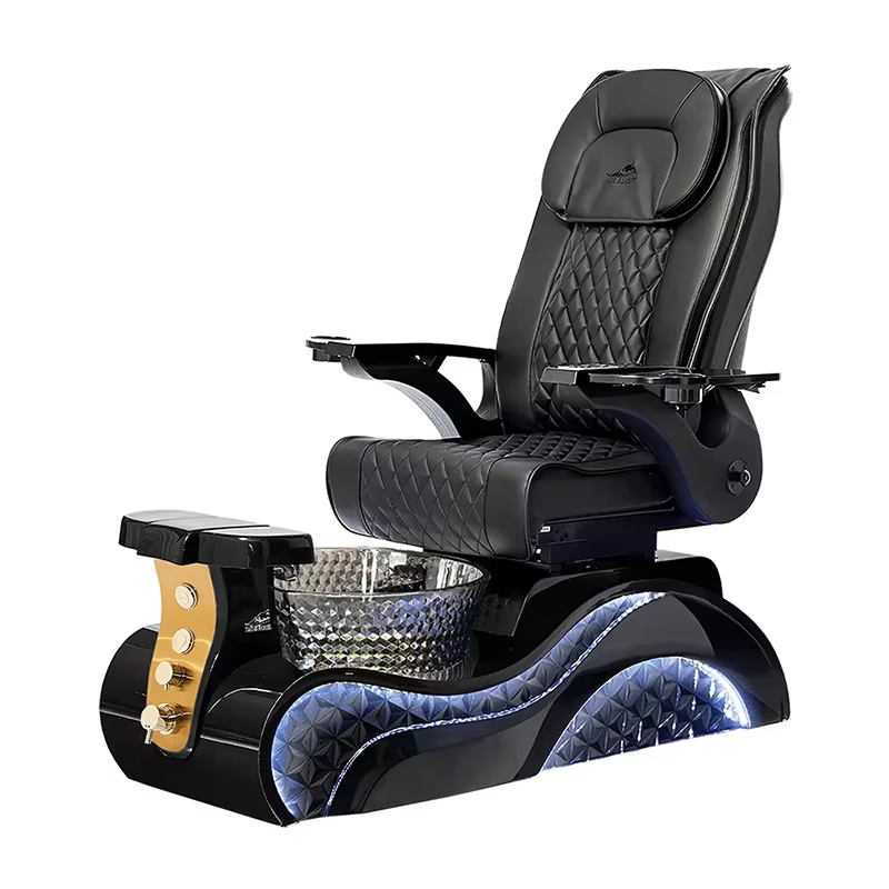 Fauteuil de pédicure électrique de luxe avec spa pour les pieds, massage, lumière LED, équipement de