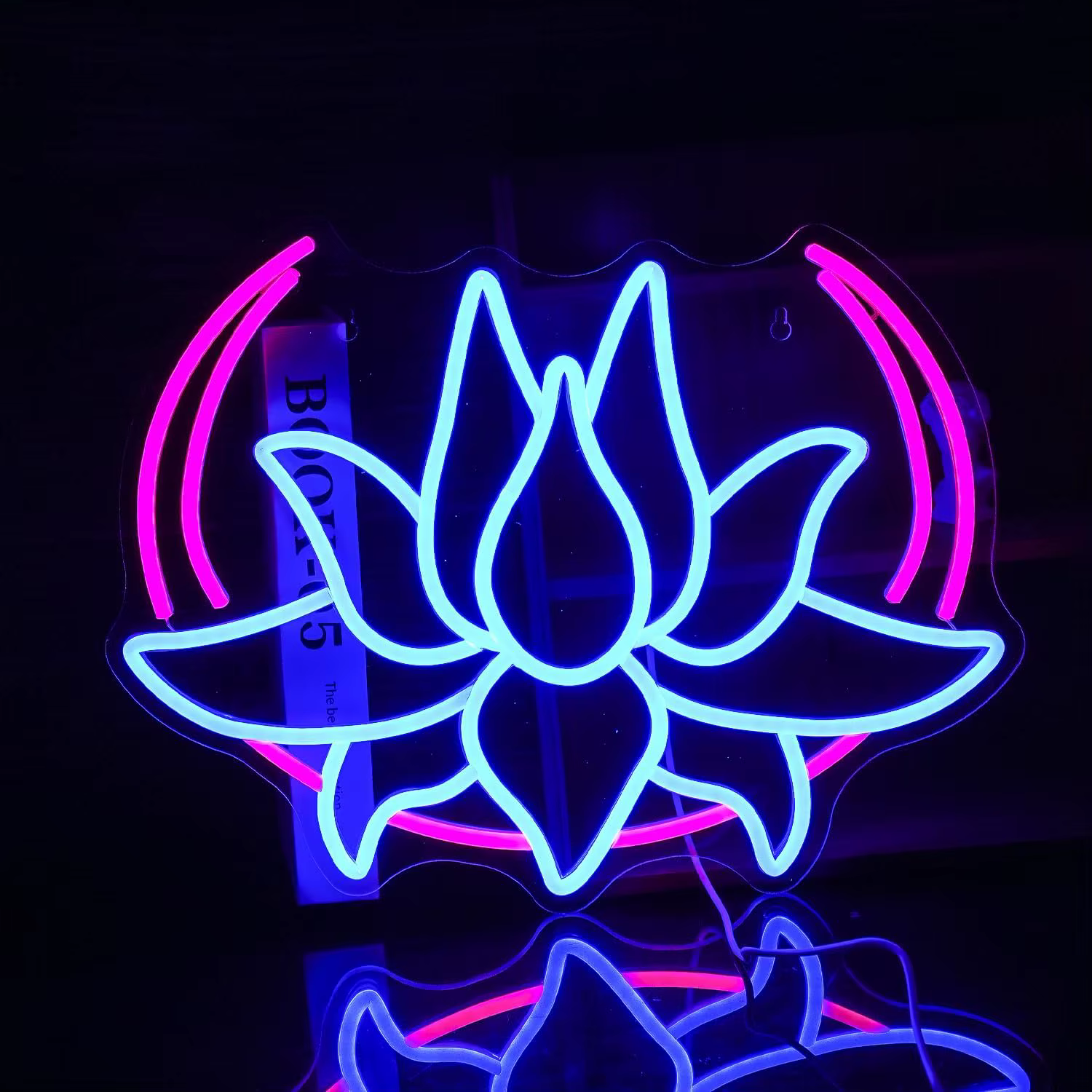 Enseigne néon LED Fleur de Lotus Lunaire, Décoration murale pour chambre, USB à intensité variable, 