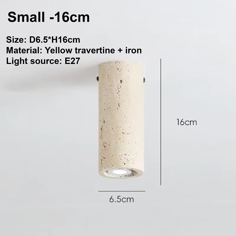 Plafonnier cylindrique en travertin, éclairage encastré en pierre avec ampoule spot E27, luminaires 