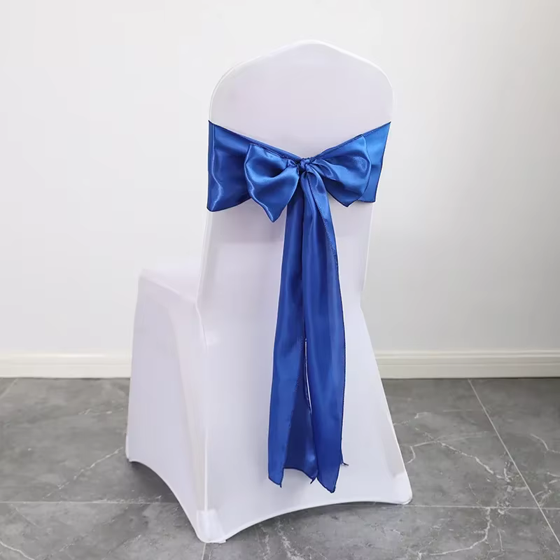 Décoration de mariage fête d'anniversaire couleur vert foncé ceinture de chaise en Satin auto-cravat