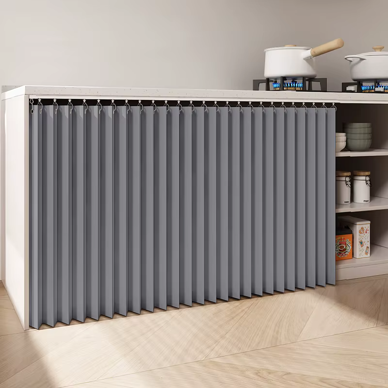 Rideau de rangement coulissant anti-poussière pour armoire de cuisine, rideau court pour étagères ou
