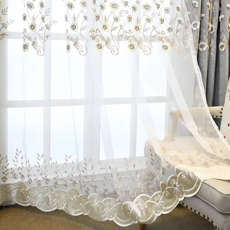 Rideaux pastoraux roses en Chenille brodés simples et légers, modernes et luxueux, pour salon, salle