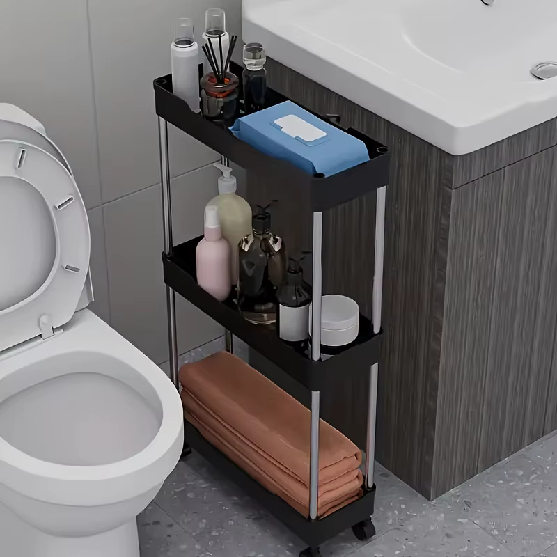 Chariot de rangement roulant multi-niveaux polyvalent - Idéal pour les espaces étroits de la salle d