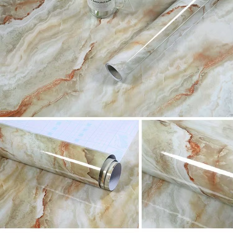 Papier peint en marbre de 60/80cm de largeur, papier de Contact imperméable à l'huile, autocollants 