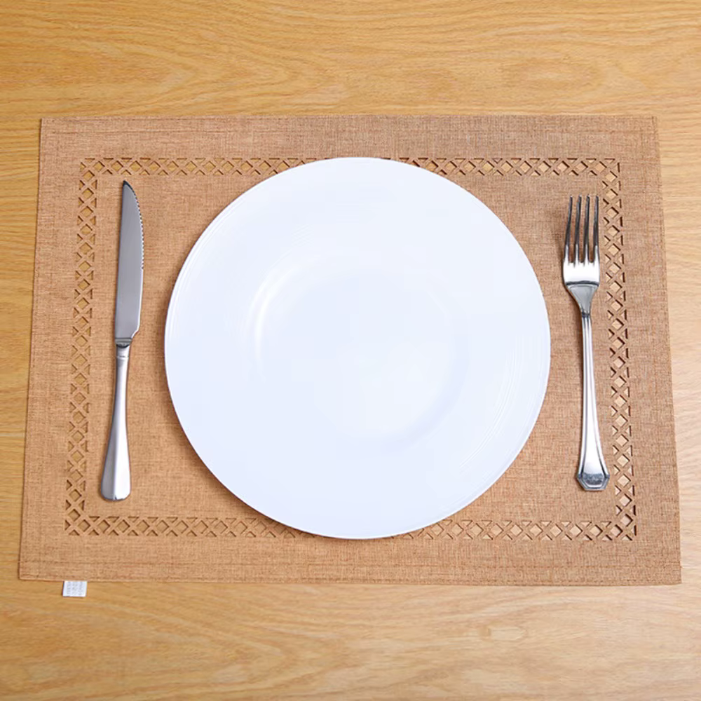 Tapis de Table à manger rectangulaire en coton et lin, napperons creux lavables, serviettes de Table