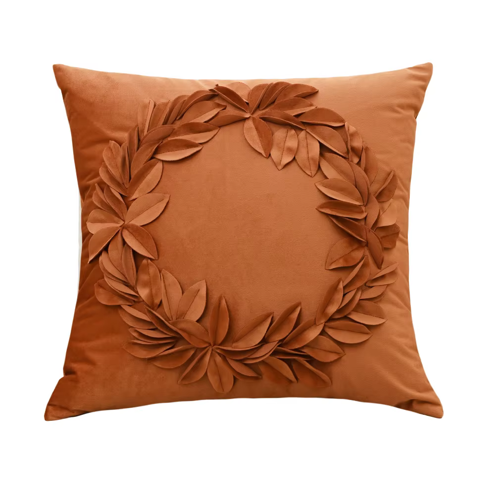 Housse de coussin en velours hollandais, moderne et luxueuse, faite à la main, feuille 3D, fleur, Pa