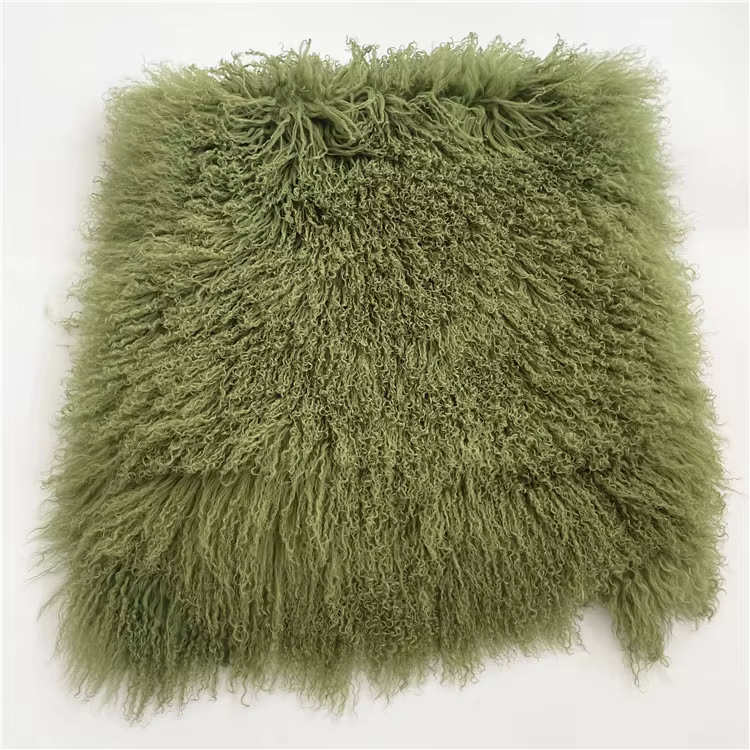 Couverture en plaque de fourrure d'agneau mongole véritable, tapis en peau de mouton tibétain bouclé