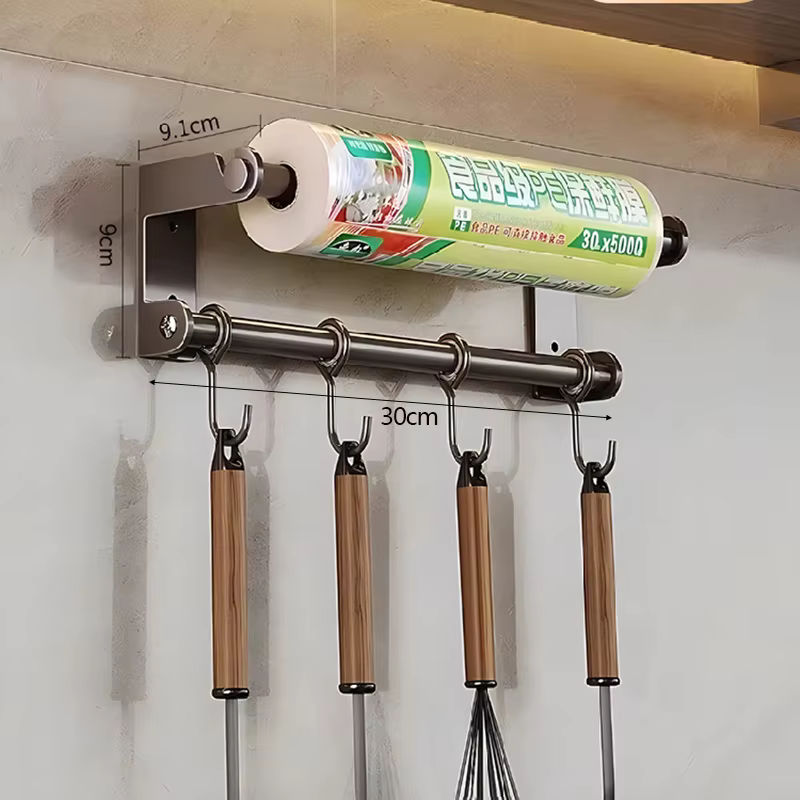 Étagères à ustensiles de cuisine en acier inoxydable, porte-cuillère, porte-torchon, étagère murale,