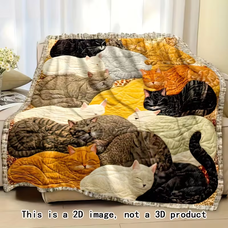 Couverture douce et chaude pour chatons endormis, jeté de lit toute saison, motifs adorables, anti-b