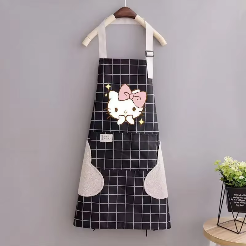 Tablier de cuisine Kawaii Hello Kitty imperméable et résistant à l'huile, tablier de cuisine à motif