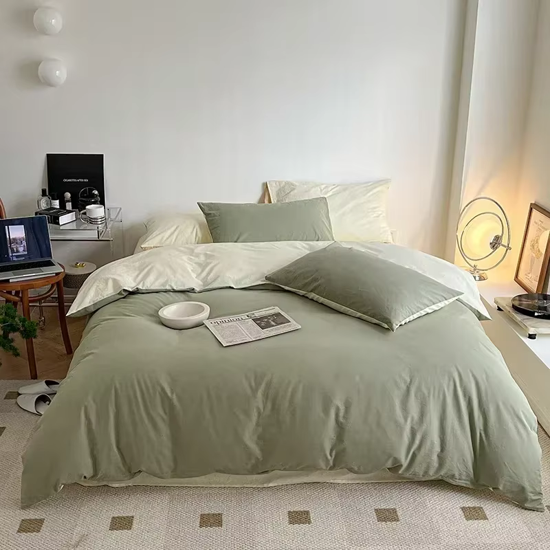 Parure de lit Simple et Fraîche pour lit Queen, 100% Coton, Douce et Confortable, comprenant Housse 