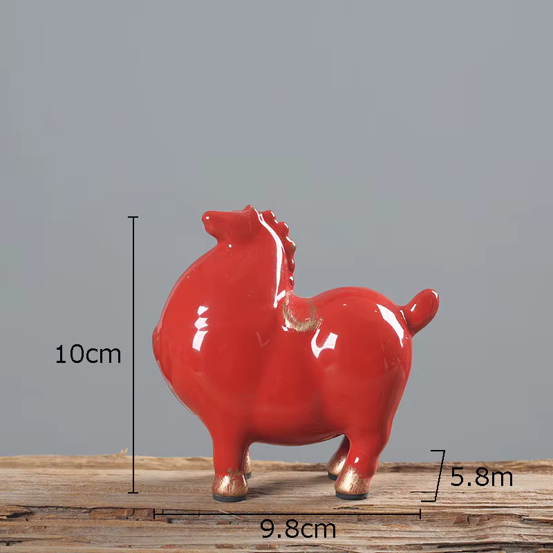 Statue de cheval de graisse minimaliste, ornement esthétique, Sculpture de cheval en céramique, déco