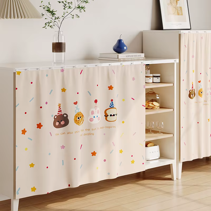 Rideau de protection pour armoire de cuisine à fermeture Velcro, rideau anti-poussière pour armoire 