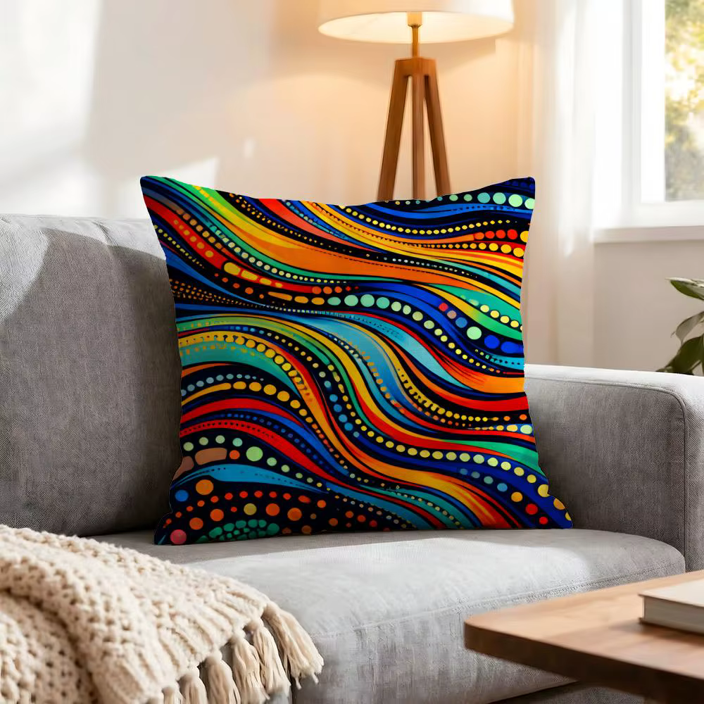 Housse de coussin à motifs colorés, 4 pièces, housses décoratives, housse de coussin douce pour cana