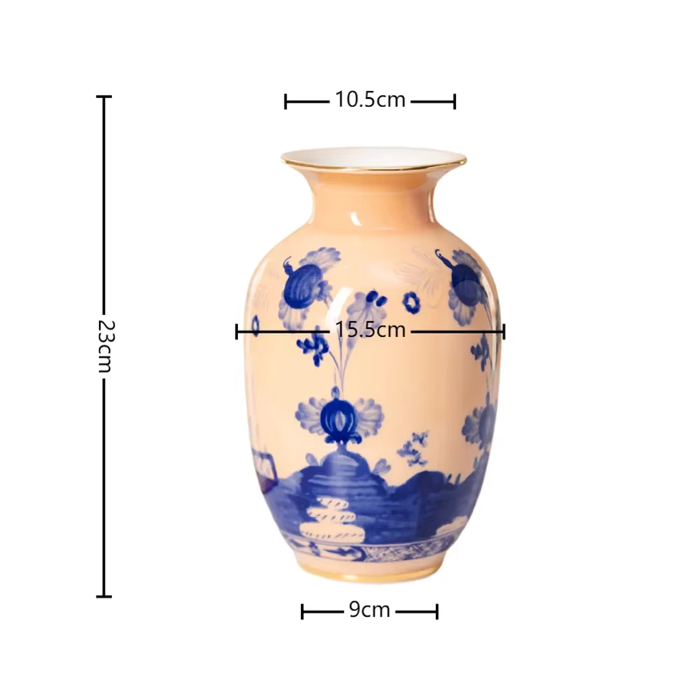 Vase en céramique imprimé pour décoration de la maison, salon, ornements en porcelaine bleue et blan