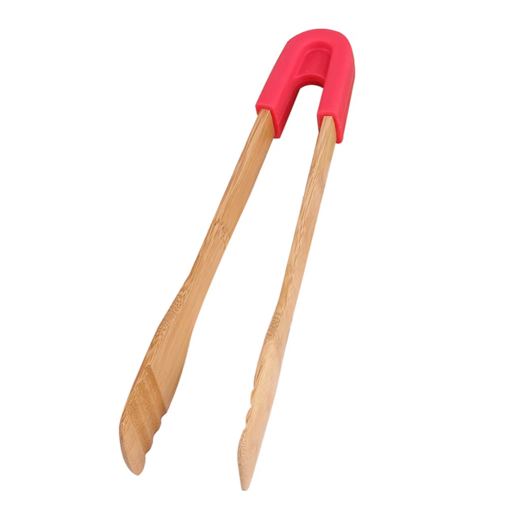Pince à aliments en bambou anti-brûlures, outil de cuisson en plein air, ustensile de cuisine domest