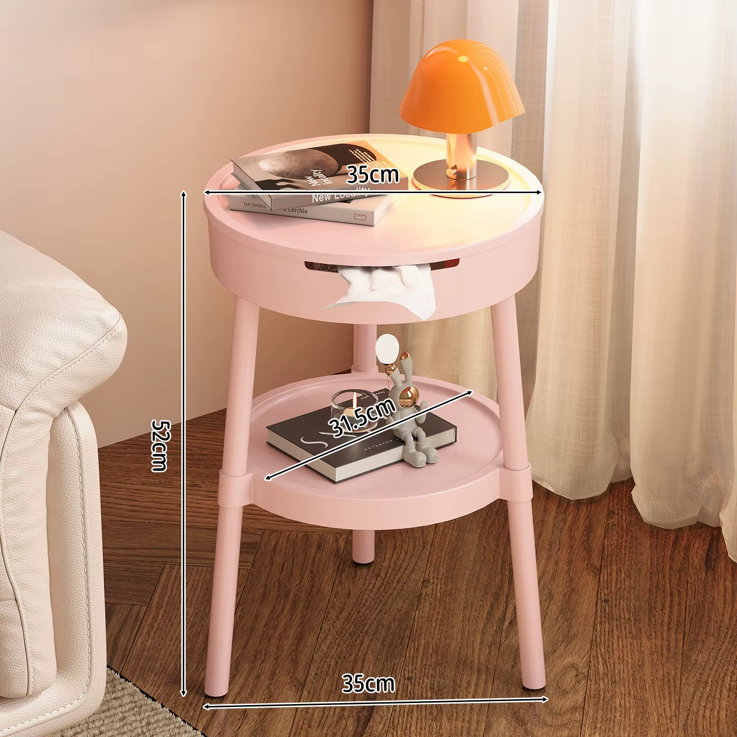 Côté canapé café créatif Style crème Table basse mobile salon Table de chevet avec rangement Table à
