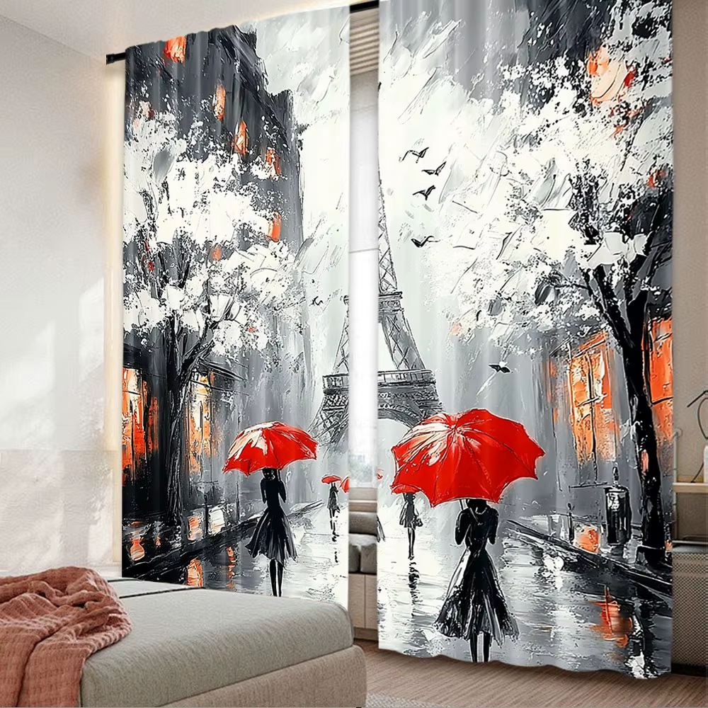 Rideau coloré de Paris, tour Eiffel, ville, paysage, France, adapté au salon, chambre à coucher, cui