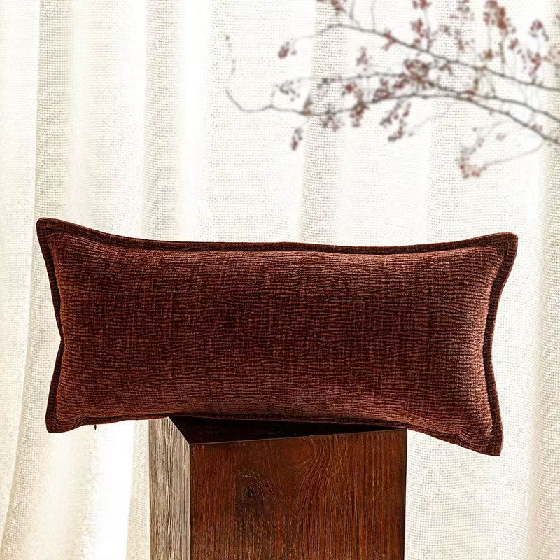 Housse de coussin lombaire ethnique marocaine 30x65cm, style bohème vintage brodé avec pompons, pour