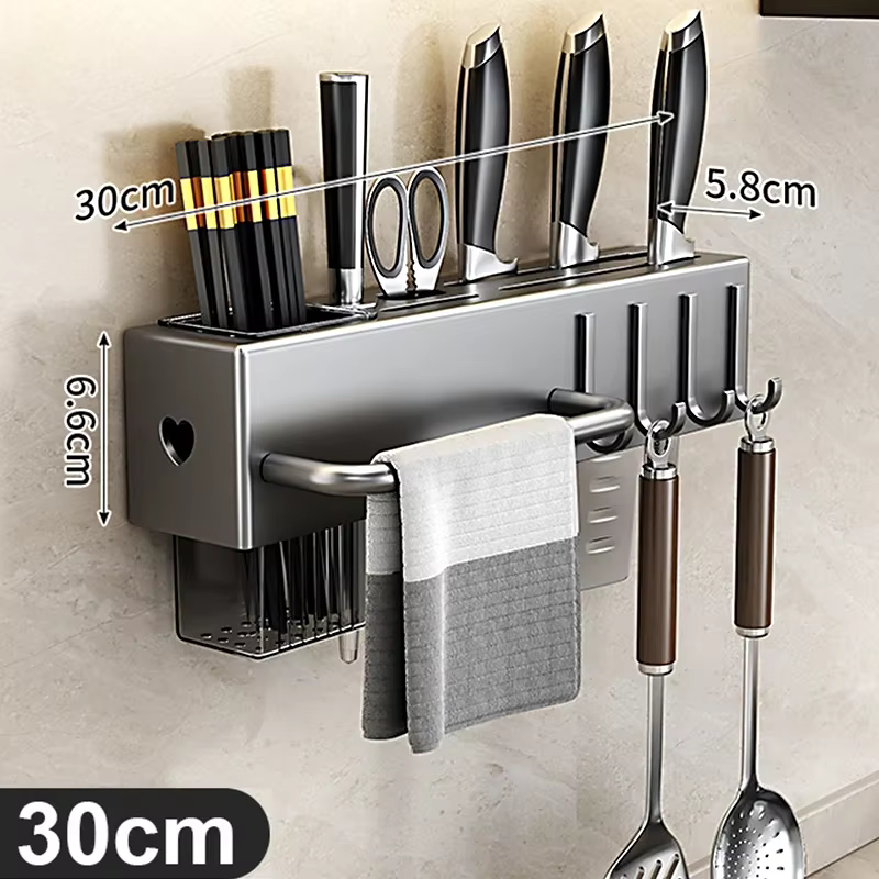 Porte-couteau de cuisine multifonctionnel mural domestique 30/40cm, support de rangement de cuisine 