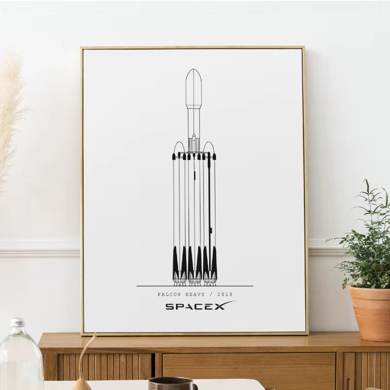 Affiche minimaliste de la NASA et SpacX, plans de fusée spatiale, peinture sur toile, tableau d'art 