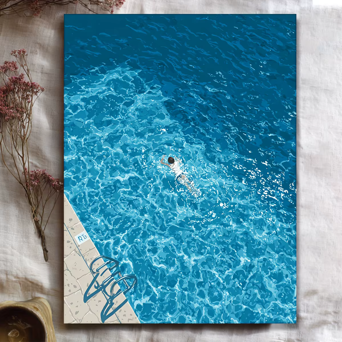 Peinture sur toile sur le thème de la plage et de l'été : Affiche décorative bleu-vert frais pour sa