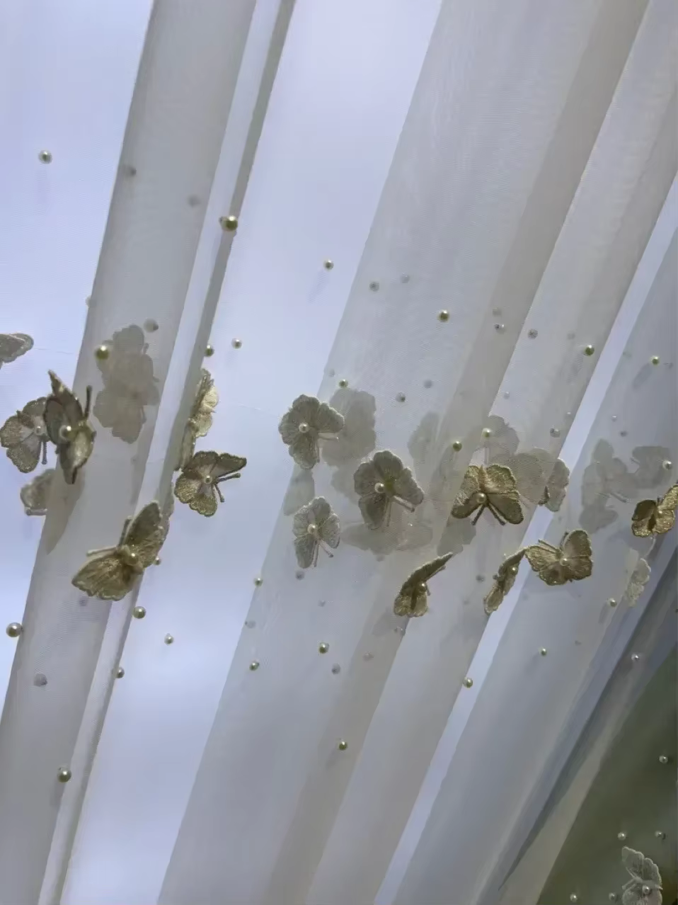 Nouveaux rideaux 2026 pour salon, salle à manger, chambre à coucher – Jacquard crème et or champagne