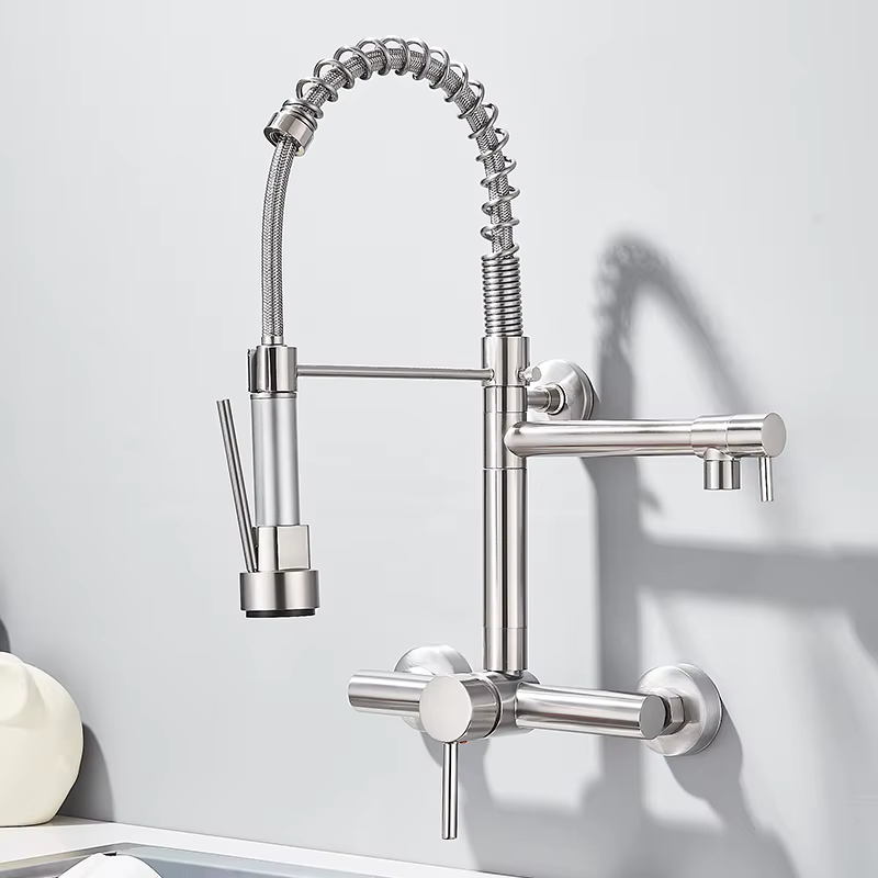 Tête de Pulvérisation à Haute Pression pour Cuisine Murale, Robinets Rotatifs d'Eau Chaude et Froide