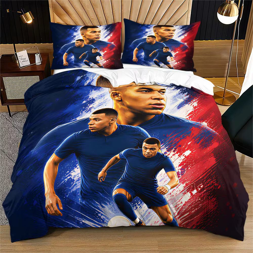 Parure de lit Football Star avec housse de couette imprimée en 3D, ensemble de literie en microfibre