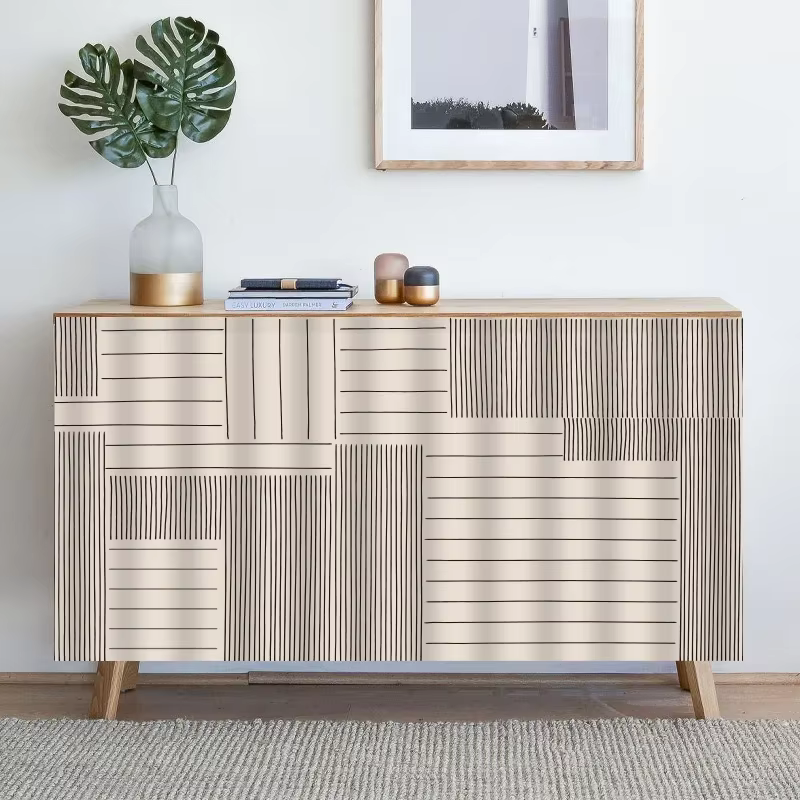 Le rideau de cuisine VIKAMA à rayures verticales, moderne et minimaliste, convient à la prévention d
