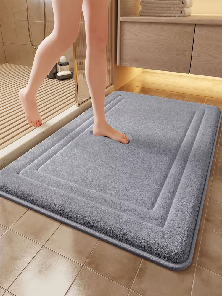 Tapis de salle de bain Super absorbant, antidérapant, en velours de corail, doux, éponge épaisse, po